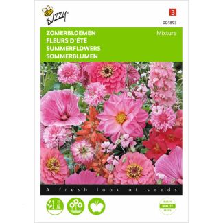 Zomerbloemen roze/rode tinten