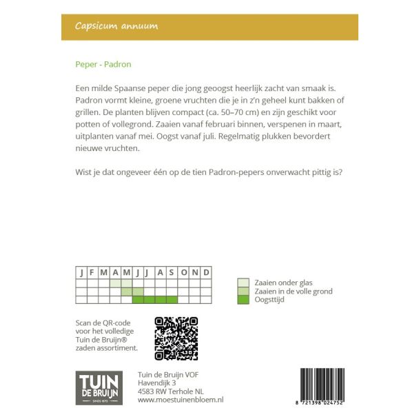 Zaai-instructie voor de Peper - Padron