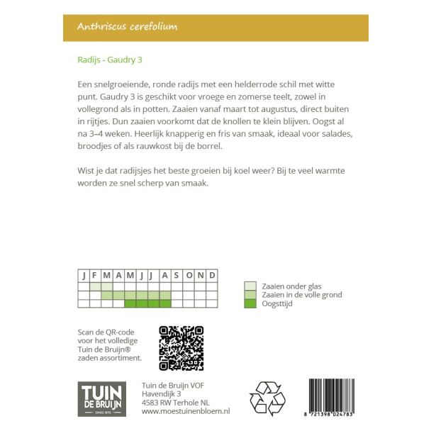 Zaai-instructie van Radijs 