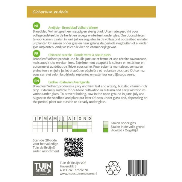 Zaai instructie voor winter andijvie van Tuin de Bruijn