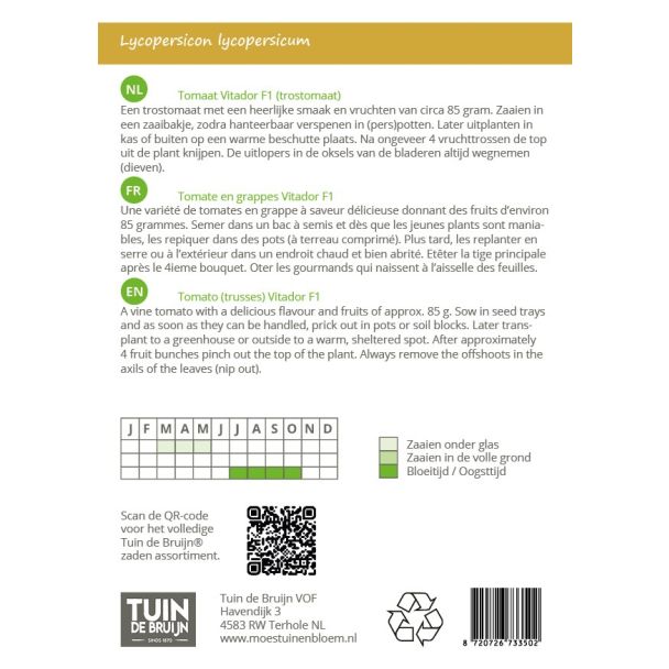 zaai-instructie voor de zaden van tuin de bruijn - trostomaten