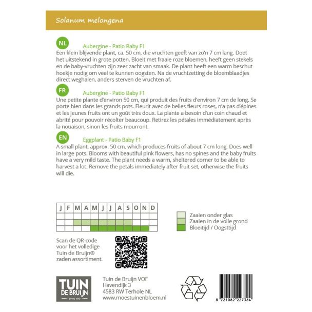 Zaai-instructie voor pot aubergine