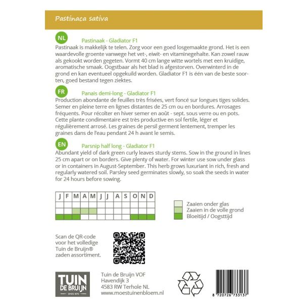 Zaai - instructie voor pastinaak