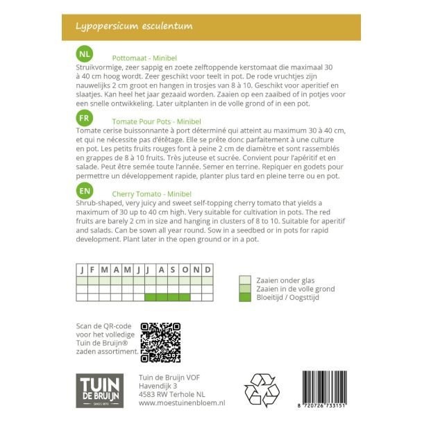 Zaai-instructie voor pottomaat Minibel